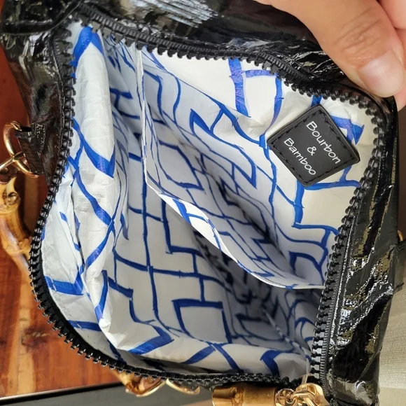 Bourbon and Bamboo The Perfect Bag Small Black Clutch Zipper Gold Hardware - Picture 6 of 12